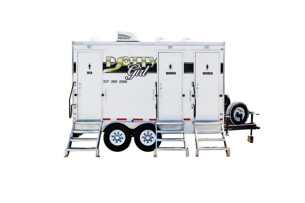 3 Station Rich Restroom Trailer Rental - PottyGirl
